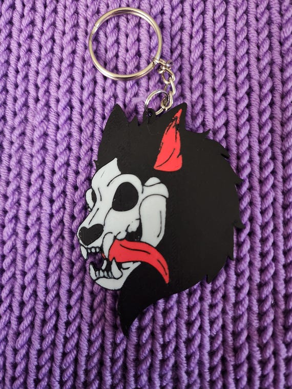 3 inch Skull Dog Canine Keychain / Furry Keychain / Fursona Keychain/ Fursuit Collar Dog Tag (3D Printed)