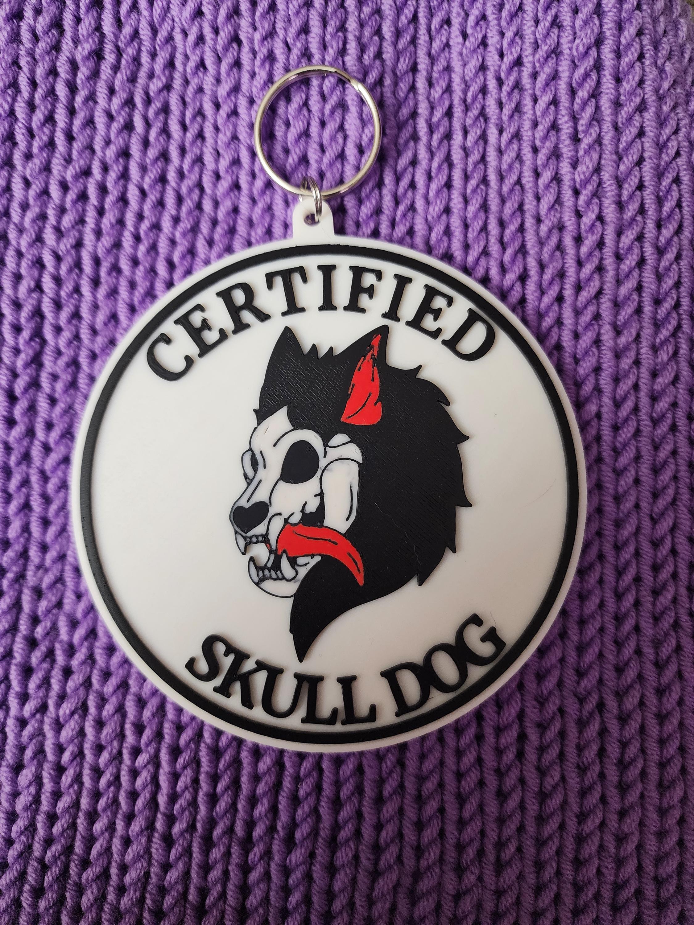 4 inch "Certified Skull Dog" Canine Keychain / Furry Keychain / Fursona Keychain/ Fursuit Collar Dog Tag