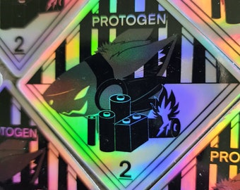 Lithium Battery Warning Protogen Hazmat Sign Holographic Sticker (Fake Hazmat Sign)