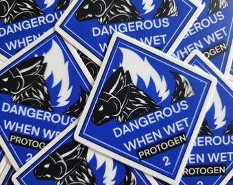 Dangerous When Wet Protogen Hazmat Sign Sticker
