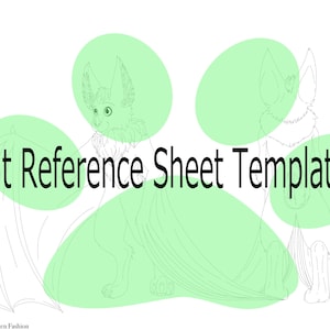 May include: A black and white line drawing of a bat reference sheet template. The image features two bat illustrations with green ovals and the text "Bat Reference Sheet Template". The art is by Knittin Kitten Fashion.
