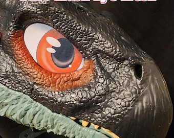 Malla para ojos sublimada con diseño de Therizinosaurus, Raptor, T-Rex, Giganotosaurus y Dinosaurio para disfraces (solo malla). No se necesitan ojos en blanco.