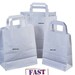 250 White Kraft Paper SOS Bags With Handles – Flat Bottom Takeaway Bags For Food, Shopping, Gifts, 8.5x10x4.3 Inches