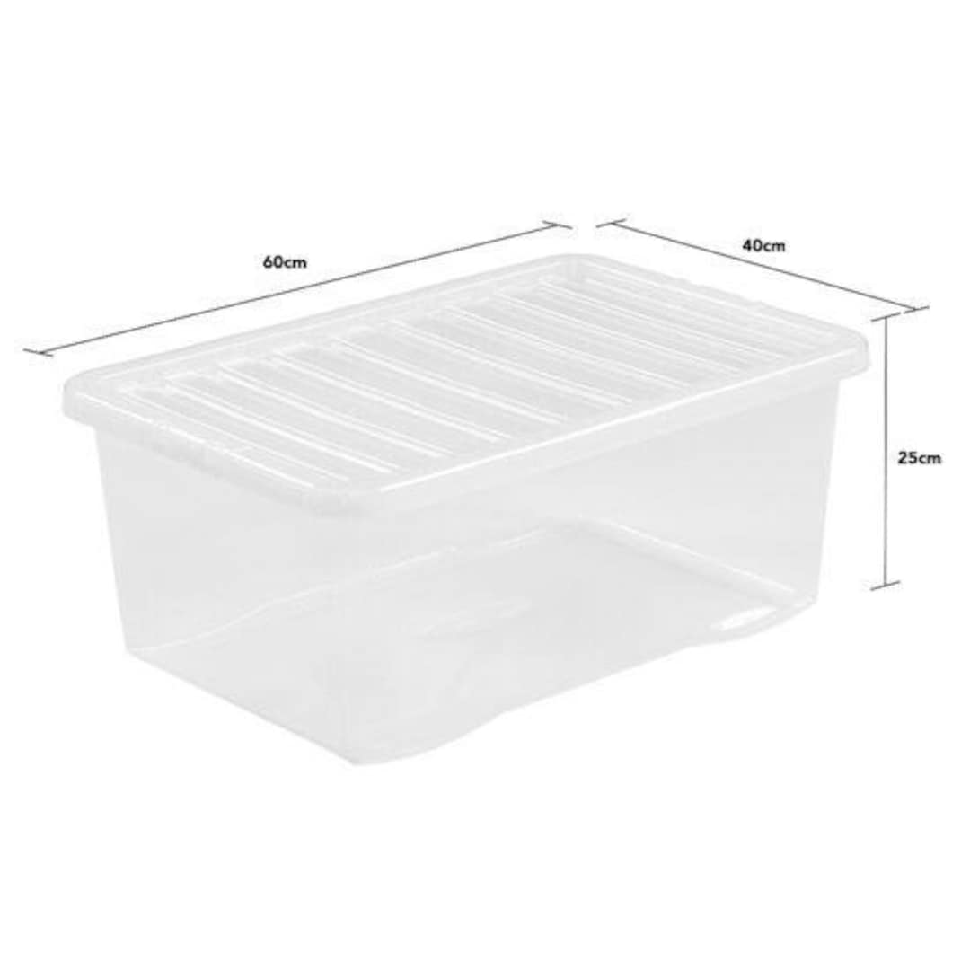5 X Wham 45l Plastic Storage Shelf Box Stackable Containers Clear With Secure Clip Lid Etsy