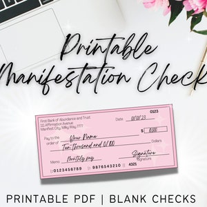 Manifestation Check, Vision Board Checks, Vision Board Printables, Manifestation Cheques, Law of Abundance, Money Manifestation