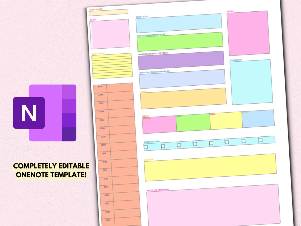 Onenote Template Digital Planner One Note Template ADHD to Do Organizer