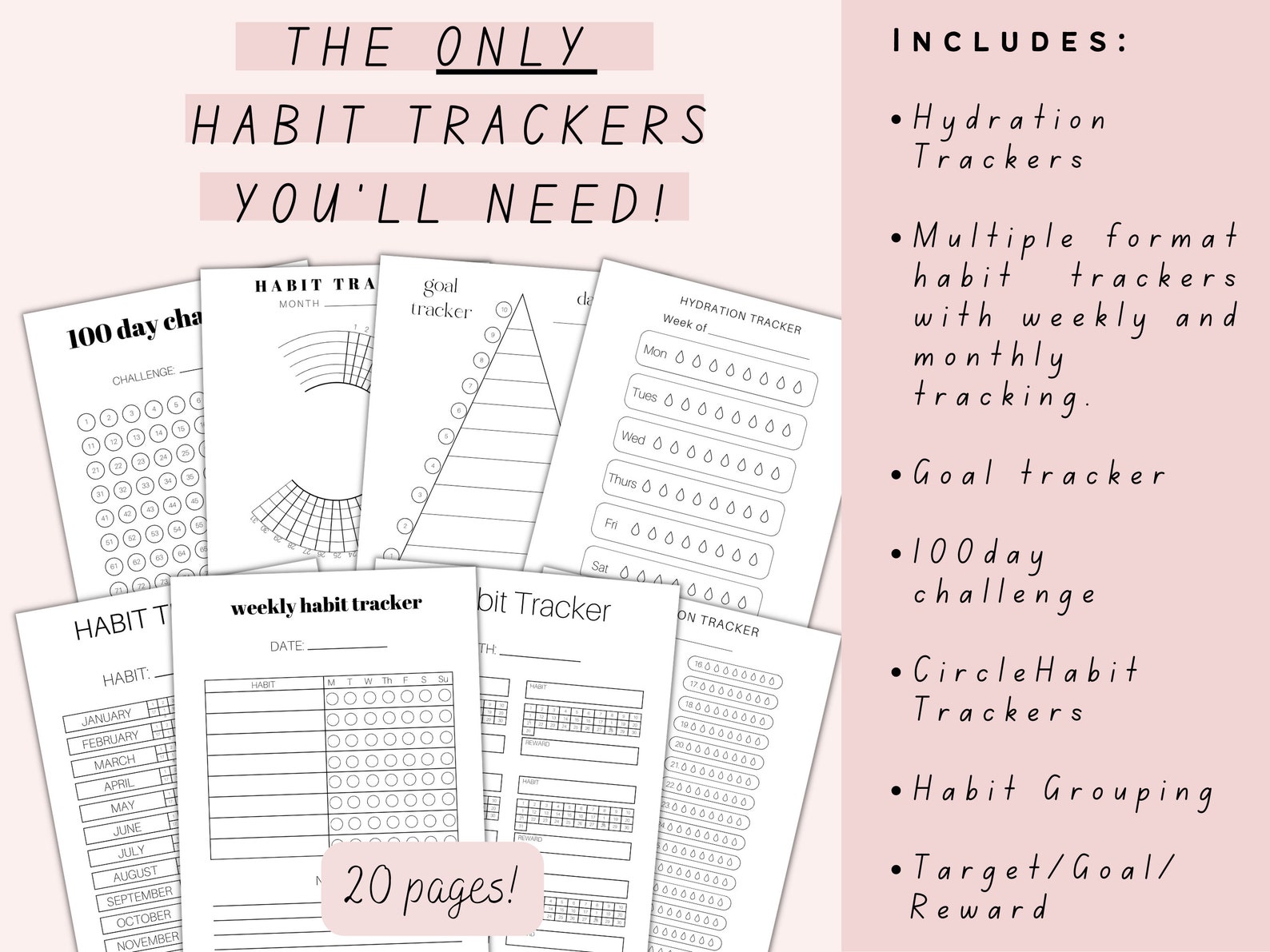 Daily Habit Tracker PDF in Sizes A5, A4, Letter, Habit Track Printable ...