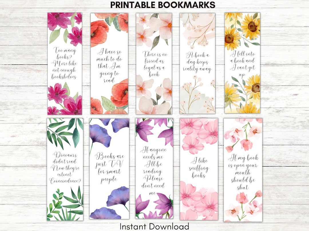 Printable Bookmarks Template, Printable Bookmarks Set, Bookmarks