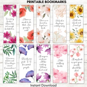 Printable Bookmarks Template, Printable Bookmarks Set, bookmarks, Digital Bookmark Template, Instant Download, Mandala, Flowers, Book Lovers