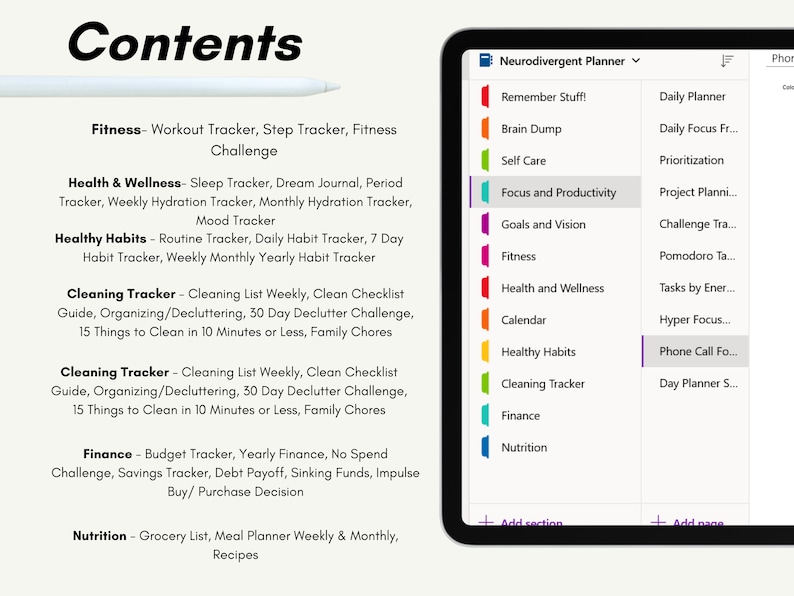 Onenote ADHD Planner Onenote Adhd Planner Adult Productivity Planner