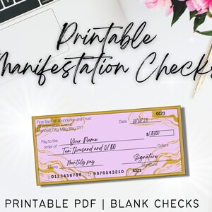 Manifestation Check, Vision Board Checks, Vision Board Printables, Manifestation Cheques, Law of Abundance, Money Manifestation