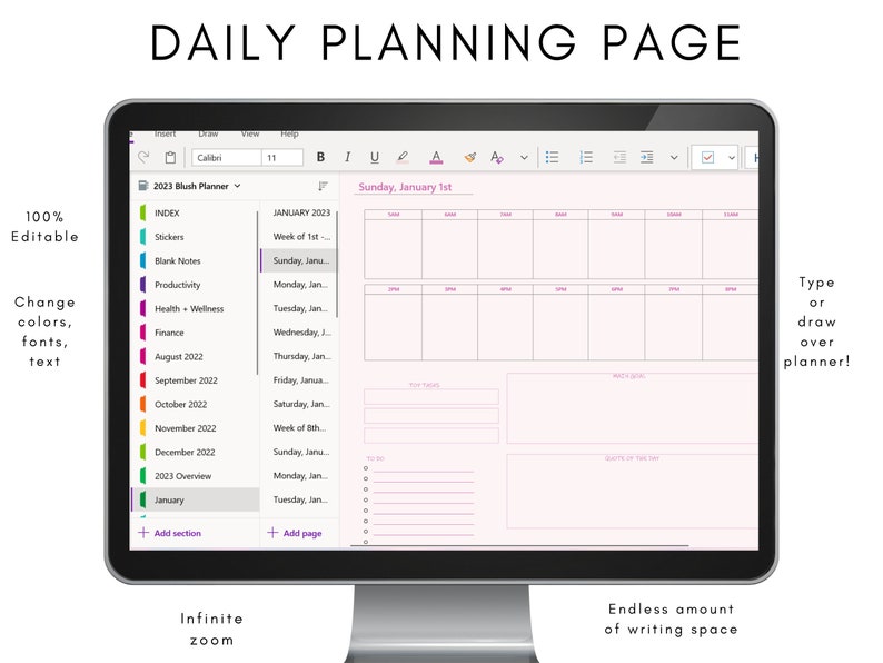 Digital planner onenote onenote planner undated windows digital