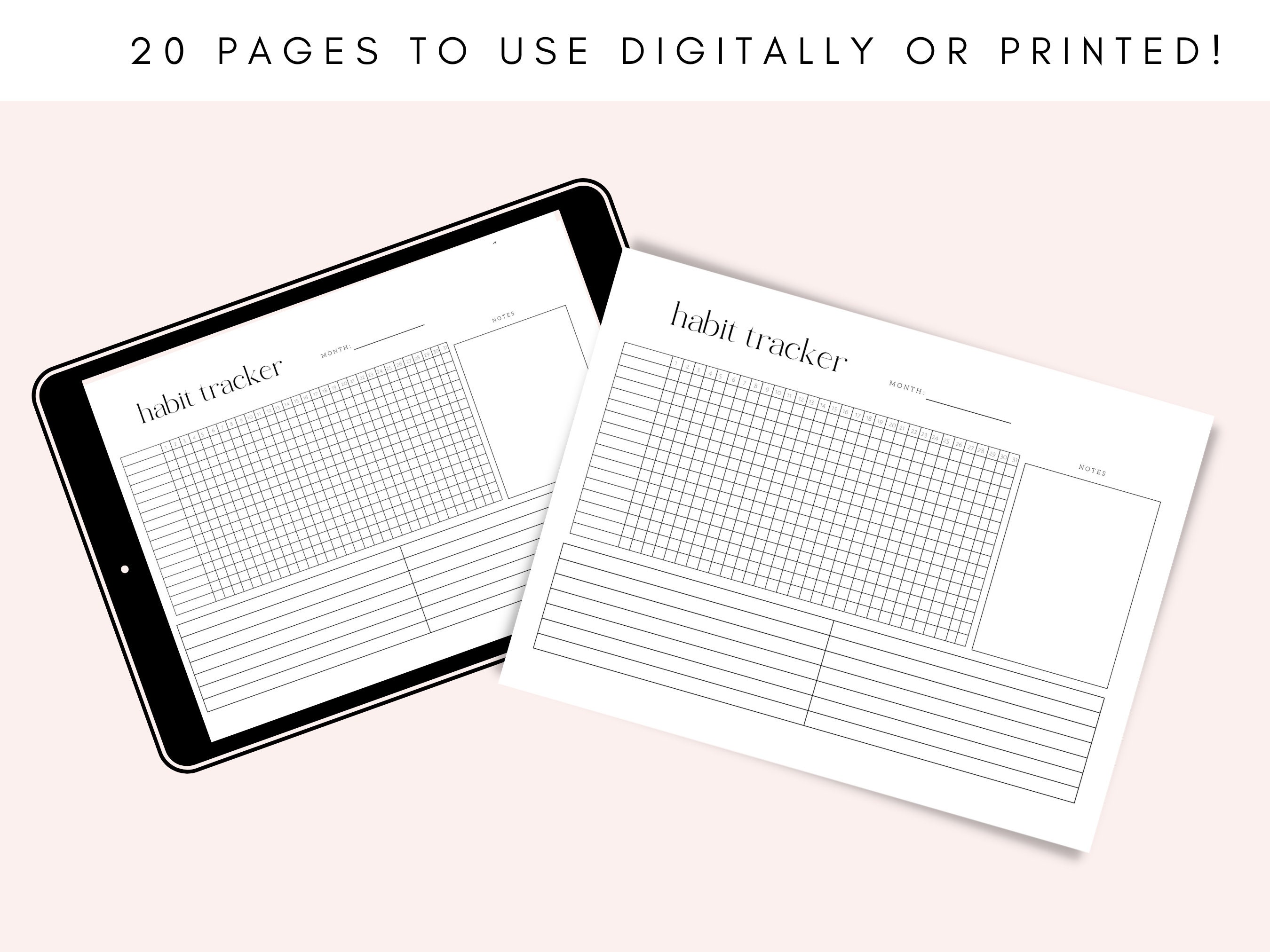 Daily Habit Tracker PDF in Sizes A5, A4, Letter, Habit Track Printable ...