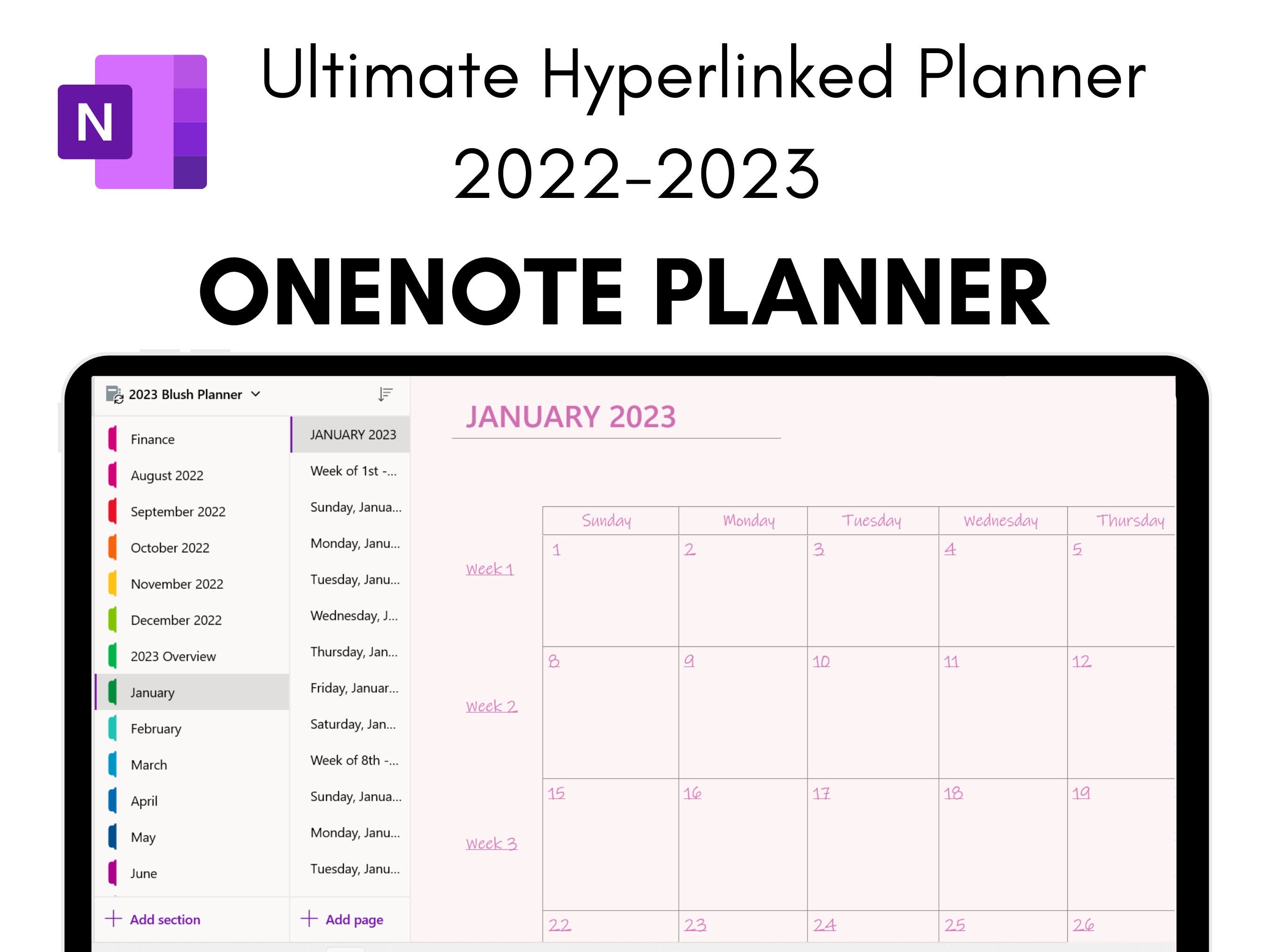Digital planner onenote onenote planner undated windows digital