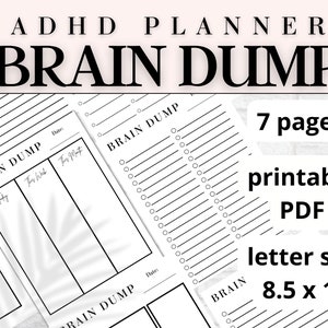 Brain Dump Template, ADHD Planner, Brain Dump Printable, Adult ADHD Planner, Simple Brain Dump PDF, Brain Dump Bundle, Thoughts Organizer