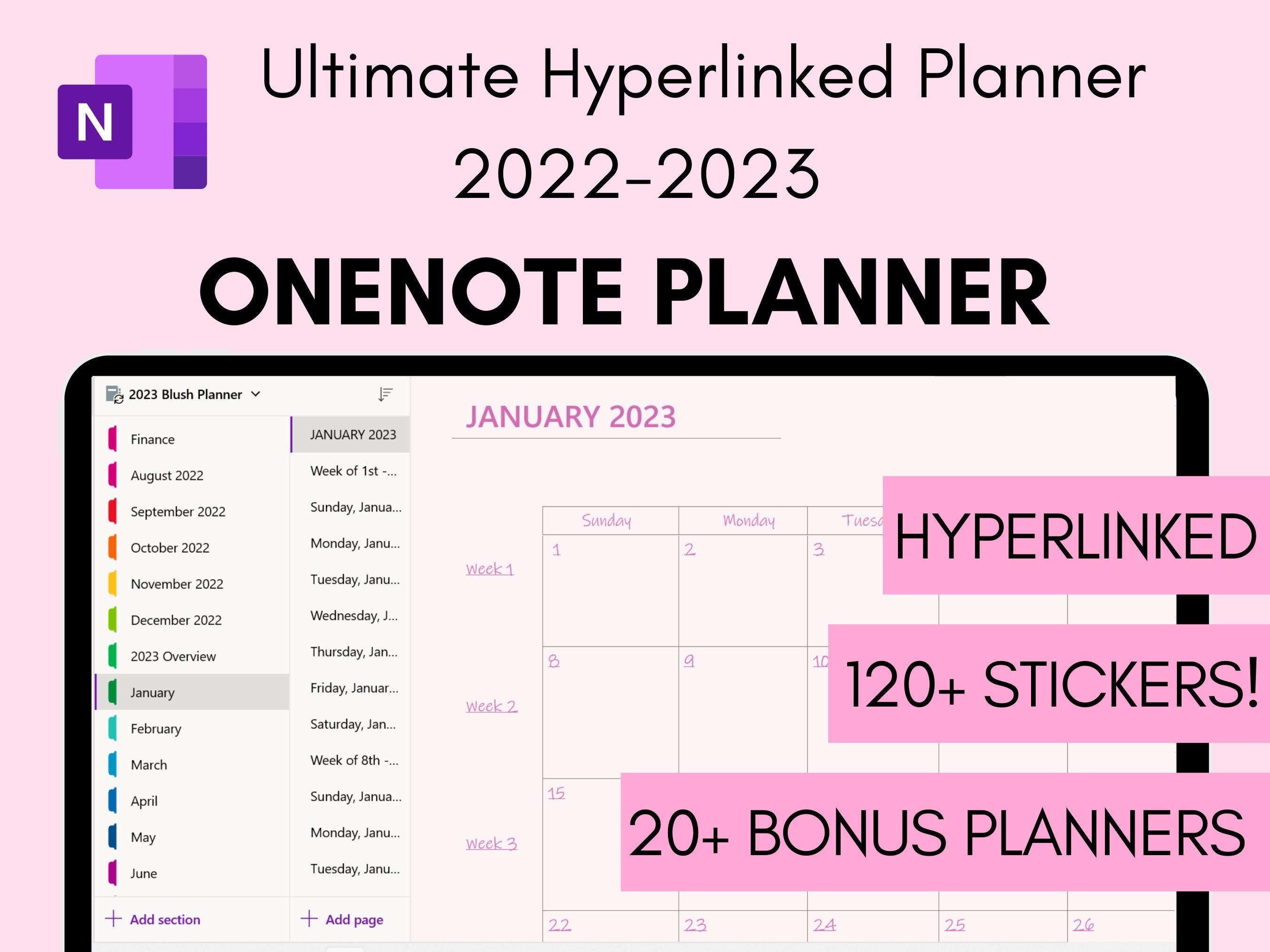 Hyperlinked Onenote Planner Onenote Digital Planner Dated Etsy UK