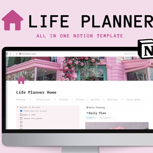 Notion Template Life Planner | Notion Dashboard, Notion Planner, All in One Notion Templates with Vision, Plan, Finance, Fitness, Nutrition