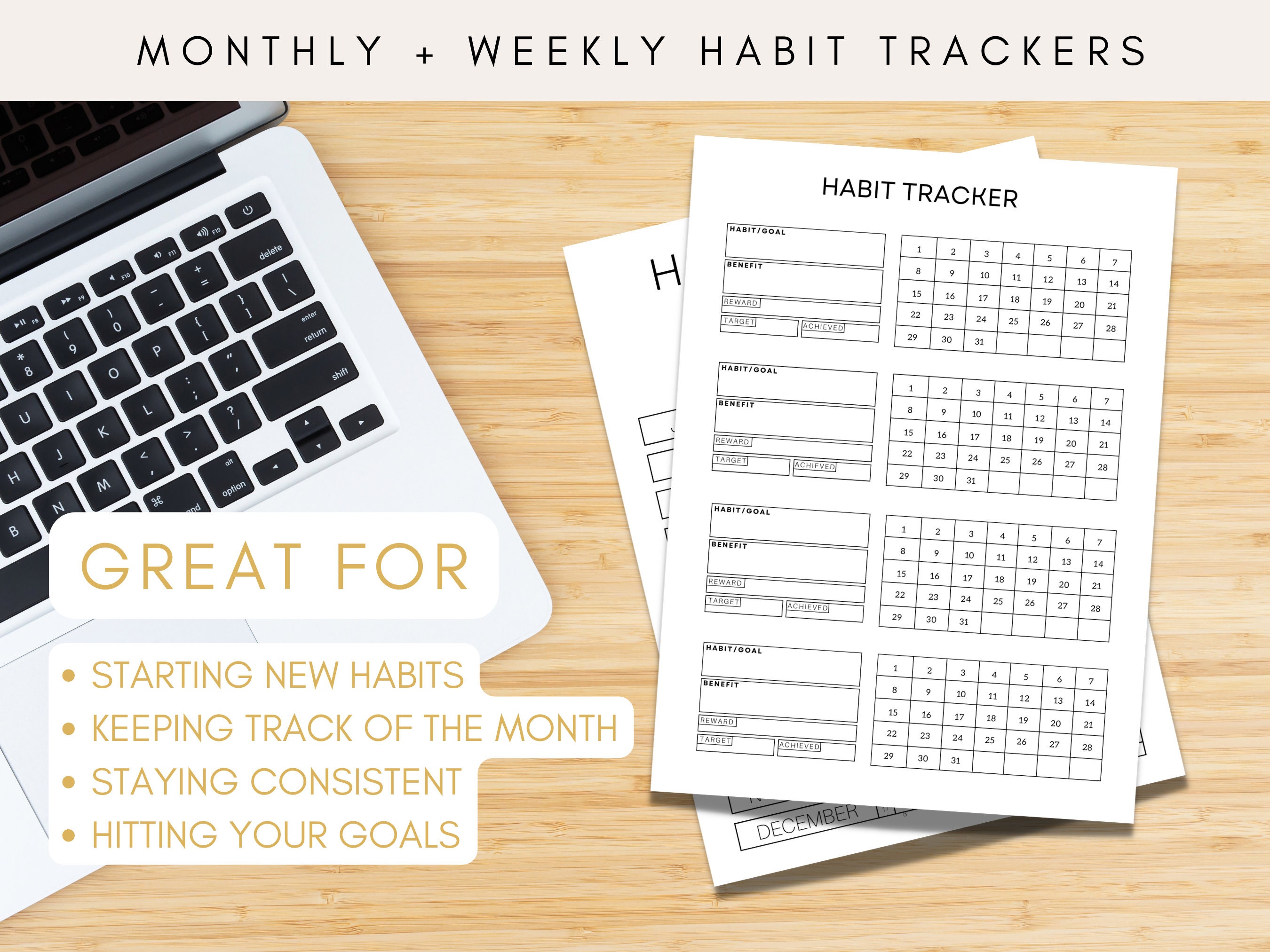 Daily Habit Tracker PDF in Sizes A5, A4, Letter, Habit Track Printable ...