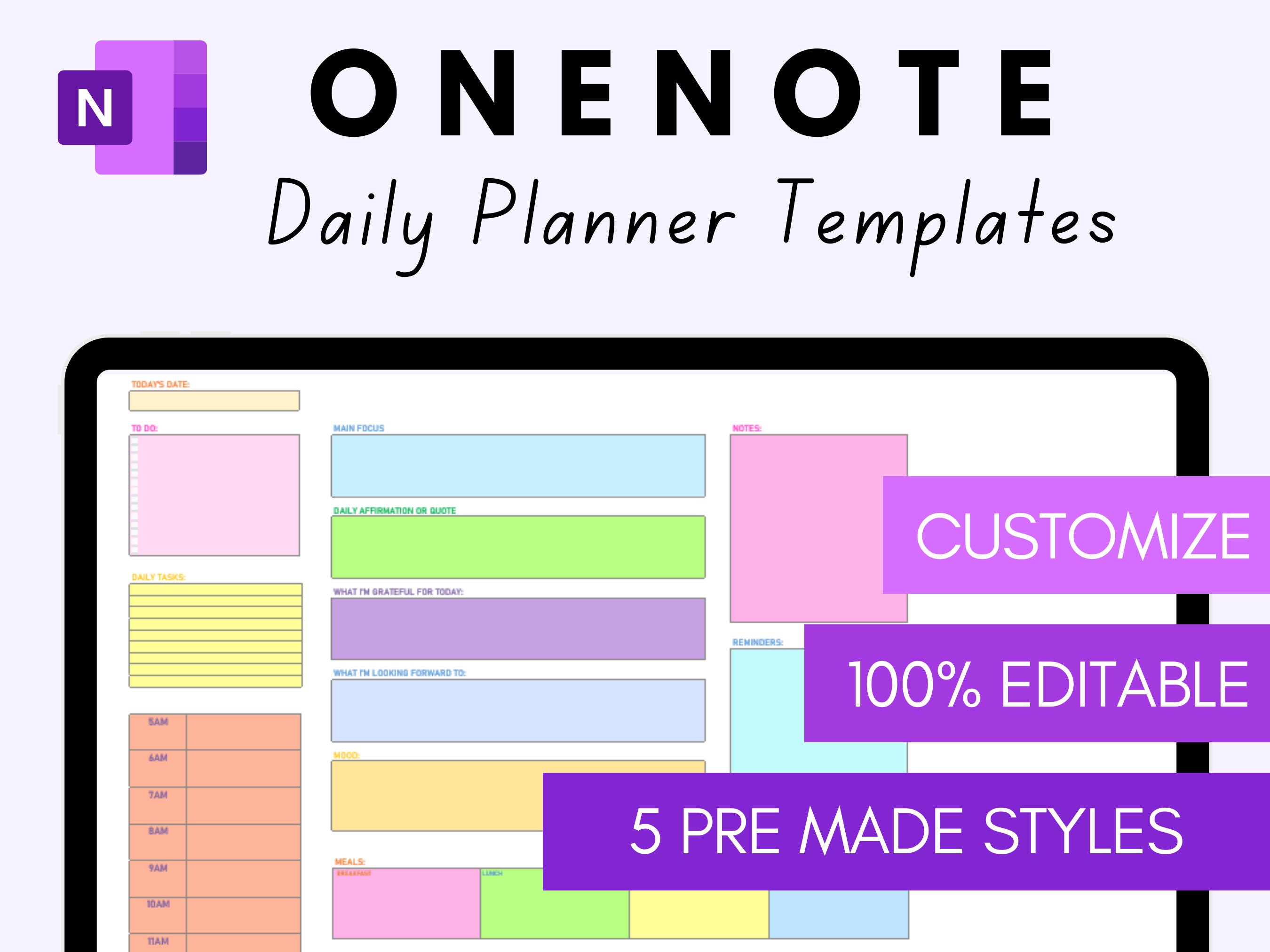 Onenote Template Digital Planner One Note Template ADHD To Do Organizer 