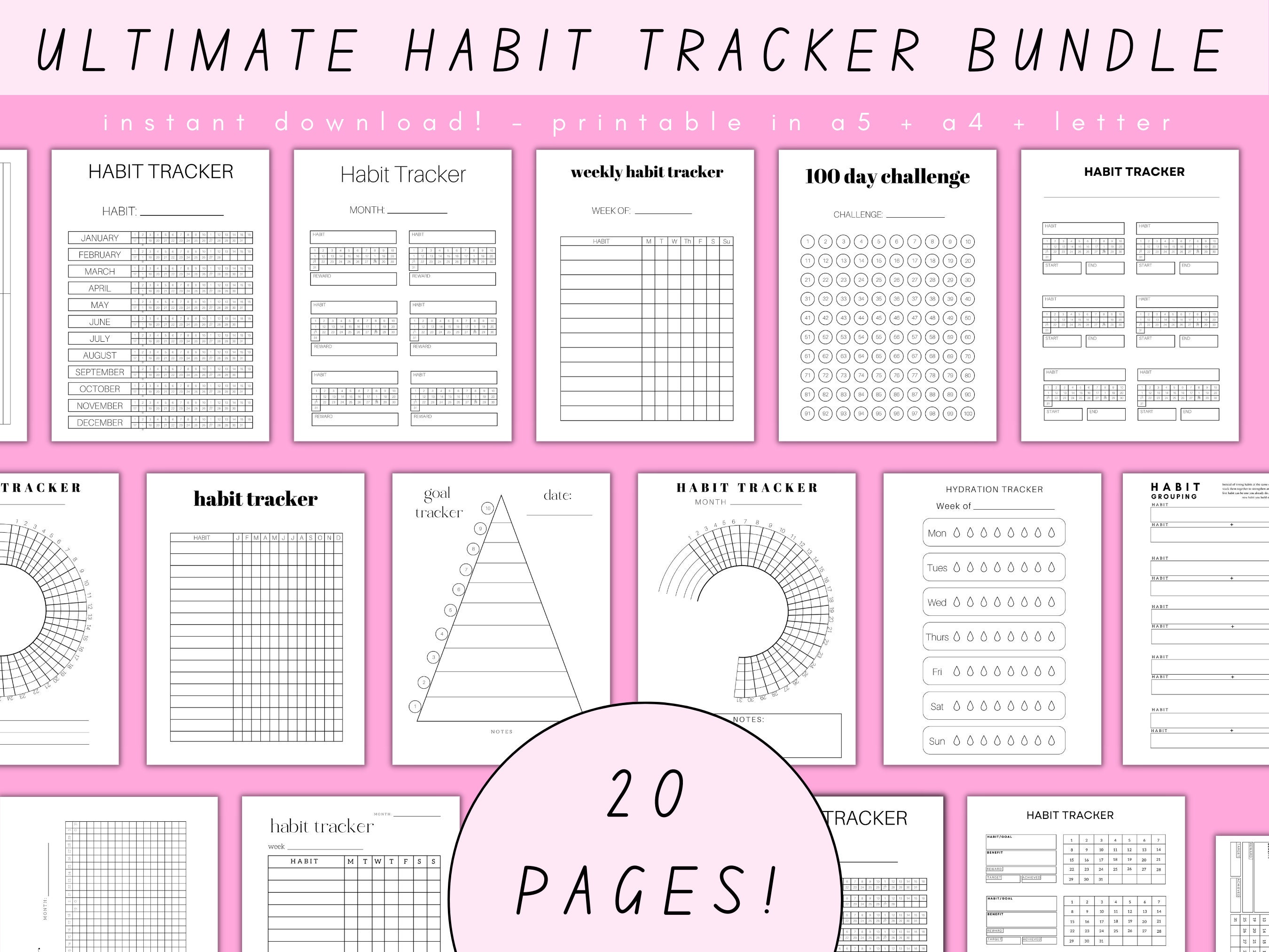 adhd planner adult habit tracker template printable | monthly and