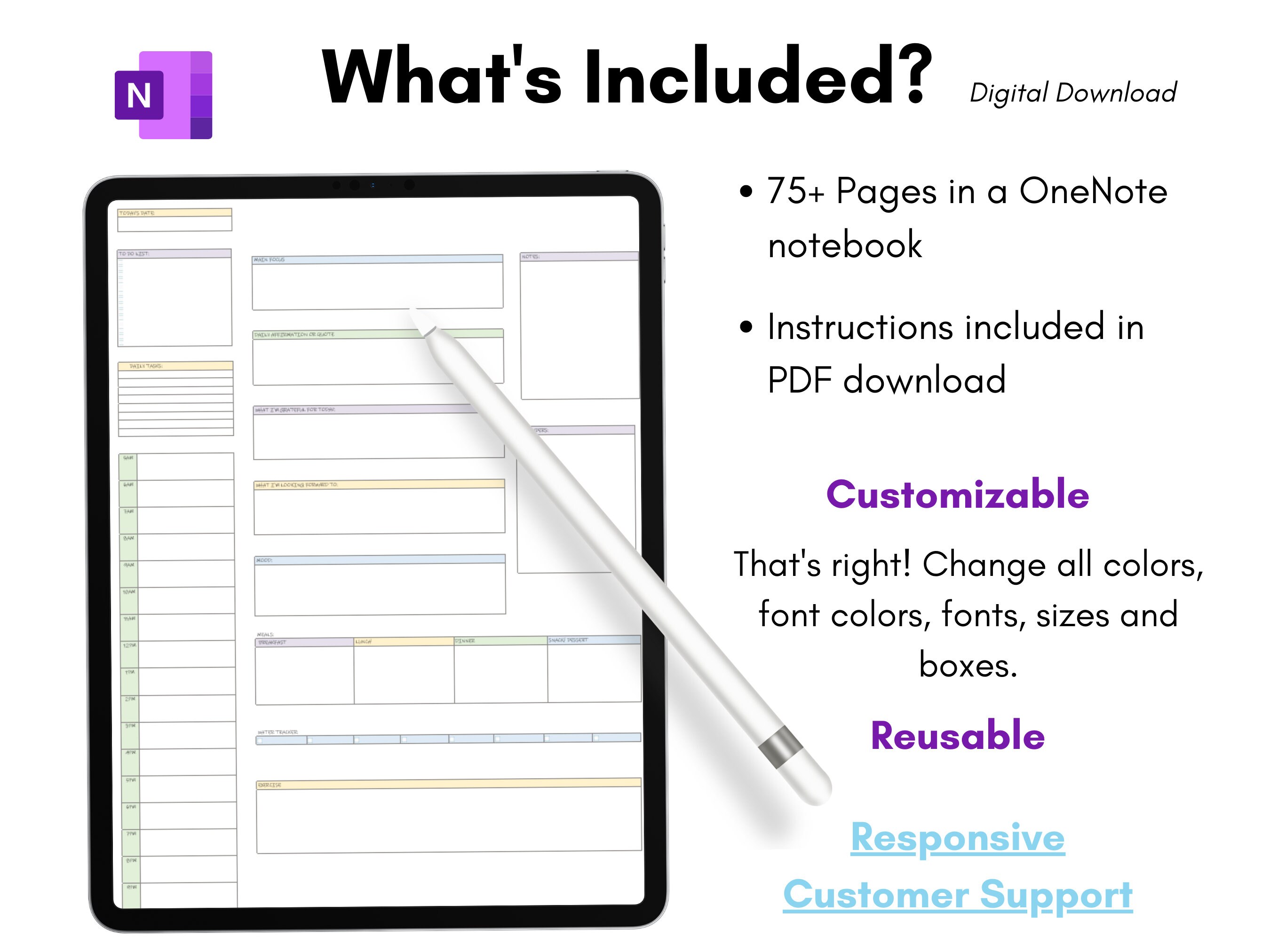 Onenote ADHD Planner Onenote Adhd Planner Adult Productivity Planner ...