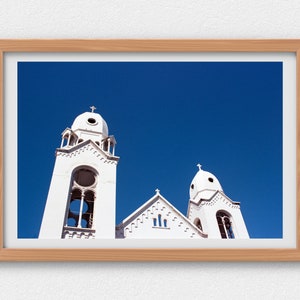 Puerto Rico Photograph | San Juan | Wall Decor | Travel Photography | Blue Sky | White Church | Architecture | Minimalism | Negative Space