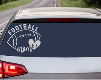 Personalized Football Mom Car Decal, Mom Car, Football Number, Vinyl Decal, Sticker