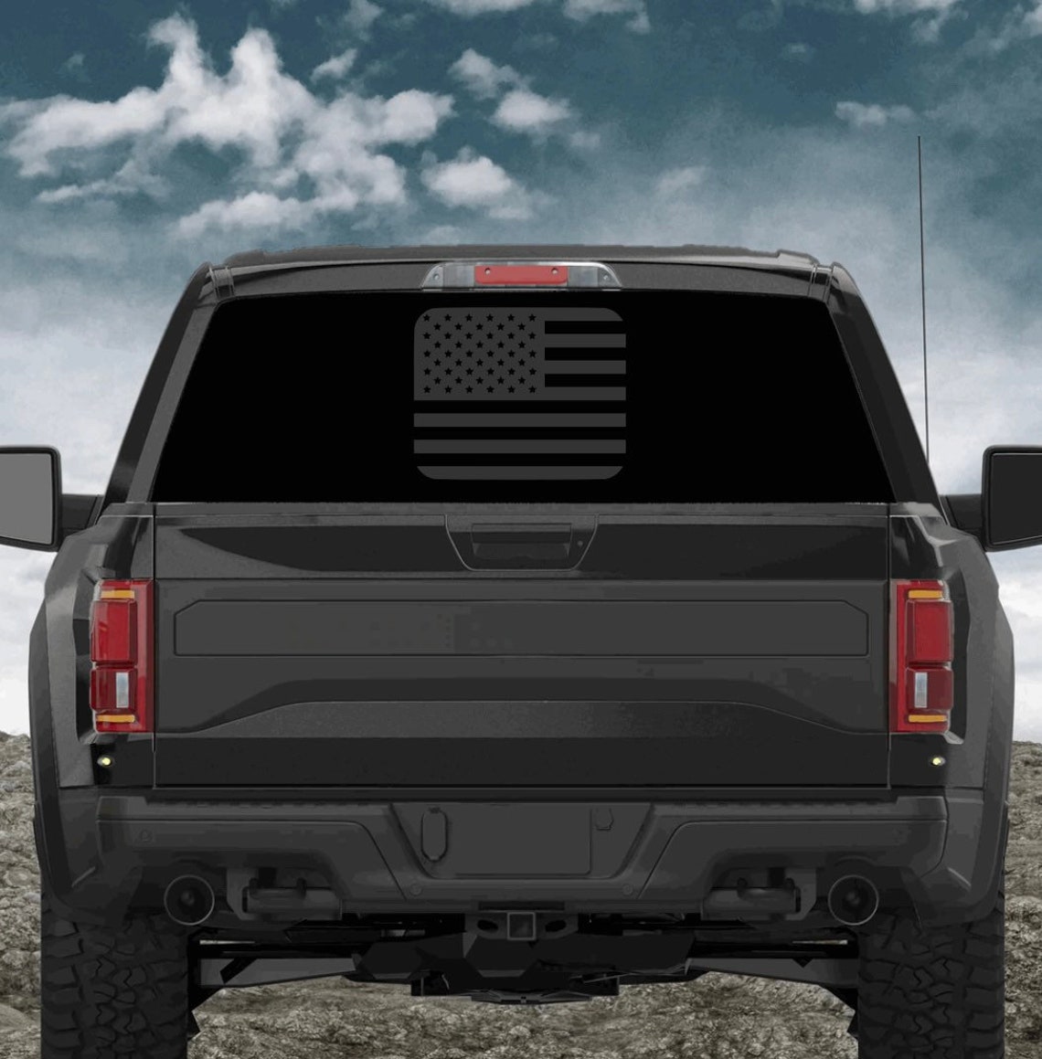 American Flag Truck Window Decal Etsy