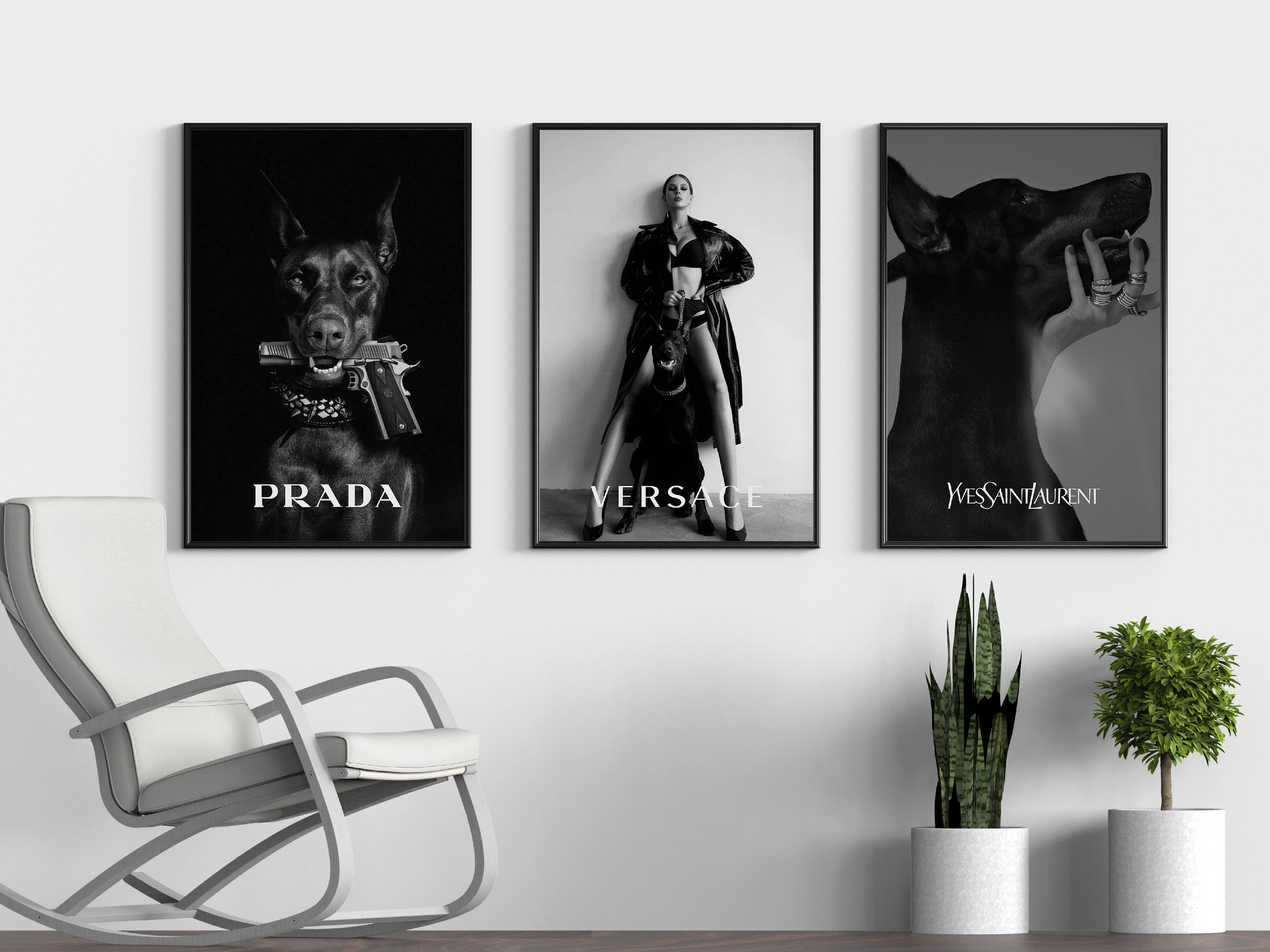 Luxury Brands Digital Poster Set of 3 Fashion Designer 