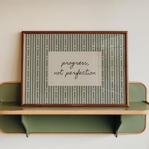 Progress, not Perfection Print: Motivational Quote, Hand-Drawn Printable Wall Art (Digital Download, Horizontal)