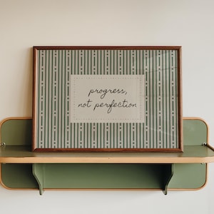 Progress, not Perfection Print: Motivational Quote, Hand-Drawn Printable Wall Art (Digital Download, Horizontal)