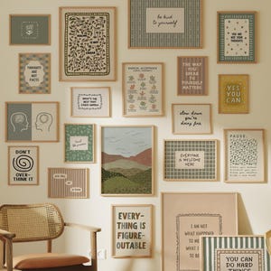 20 Mental Health Wall Art Prints: Set of Hand-Drawn Posters for Therapy Office Decor (Digital Download)