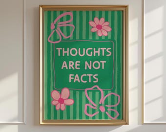 Gedachten zijn geen feiten Wall Art Print, poster geestelijke gezondheid, adviseur kantoordecor, citaten geestelijke gezondheid, inspirerende citaten en gezegden