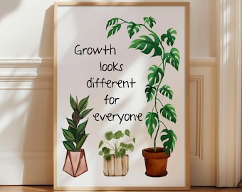 Growth Poster, Diversity, Growth Mindset, Mental Health, Self Growth, Therapy Office Decor, Psychology Art, School Counselor