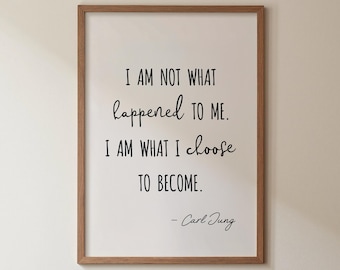Cita de Carl Jung, Citas de psicología para imprimir, Lámina decorativa de salud mental para pared, Decoración para consultorio de terapia, No soy lo que me pasó