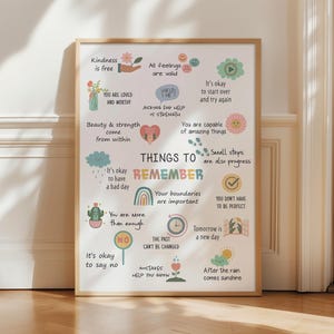 Mental Health Poster, Things to Remember, Positive Affirmations, Therapy Office Decor, Classroom Decor, Psychology Art Print