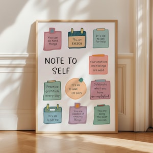 Note to Self Poster, Therapie Büro Wand Kunst, Mental Gesundheit, Selbstbewusstsein, Self Care, CBT Digitaldruck, Affirmation Kunstdruck