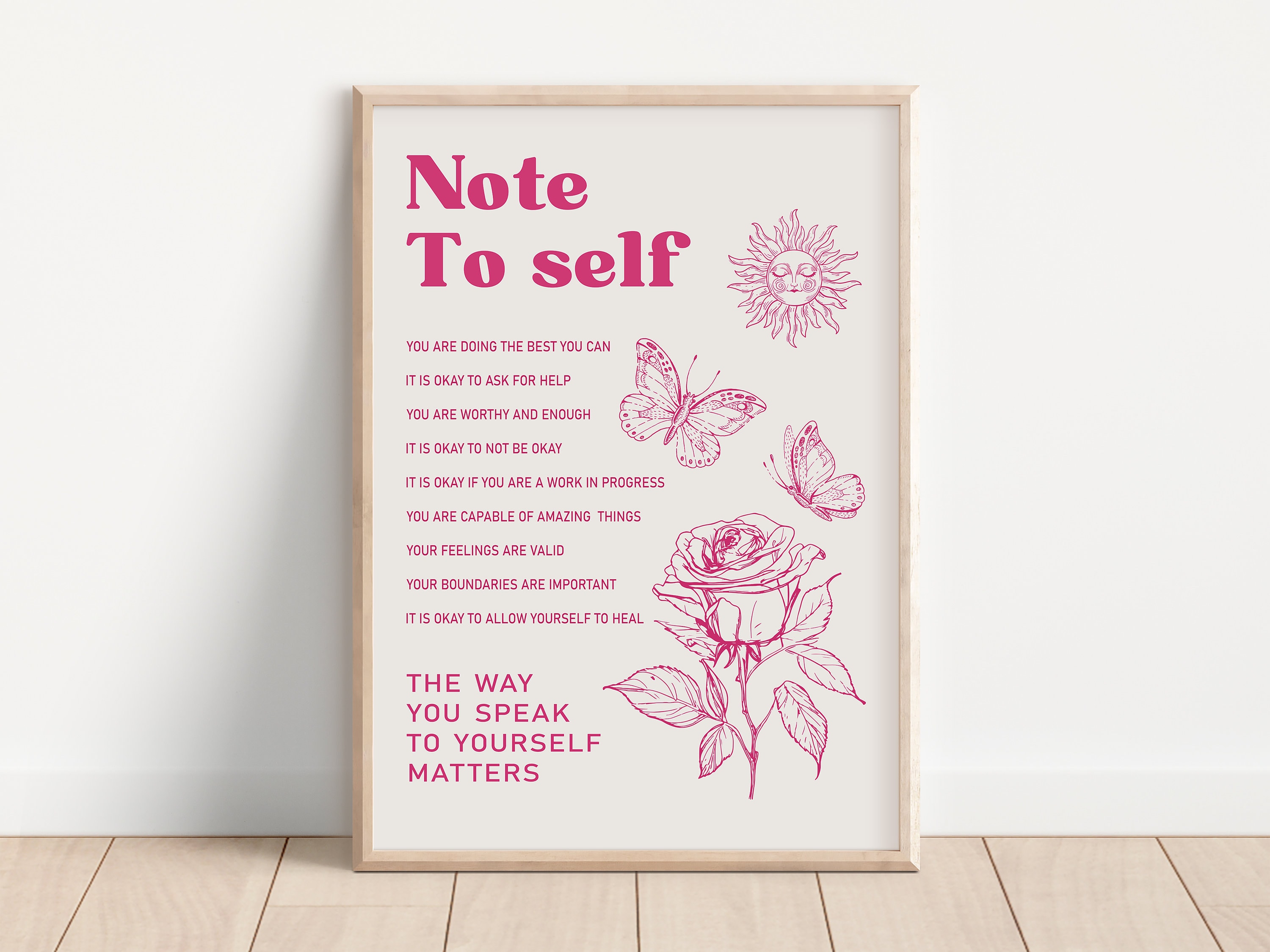 Note to Self Printable Wall Art, Mental Health Poster, Therapy Office ...