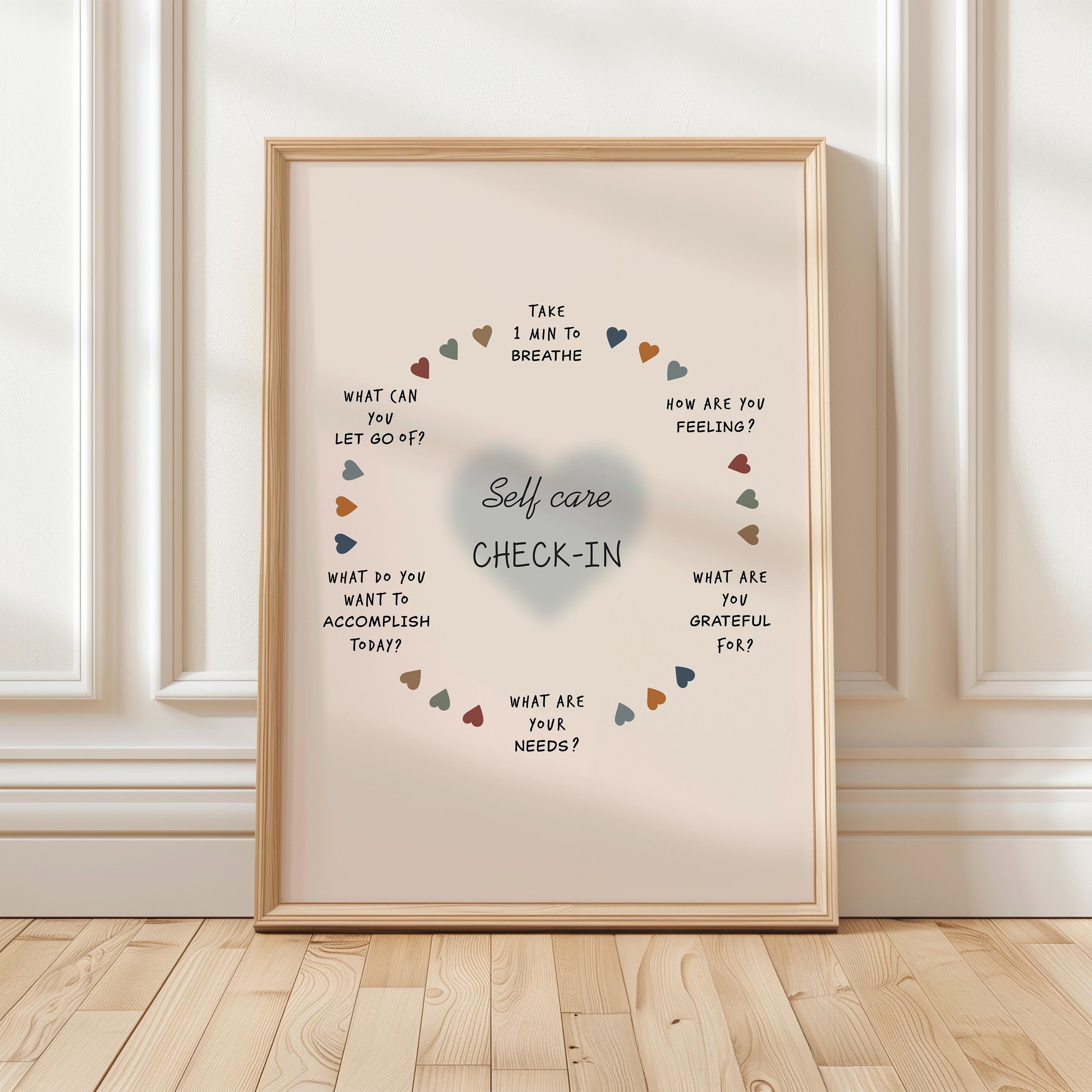 Self Care Check in Printable, Mental Health Poster, Therapy Office ...
