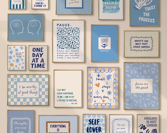 Mental Health Wall Art: Set of 20 Prints for Therapy Office Decor (Digital Download)