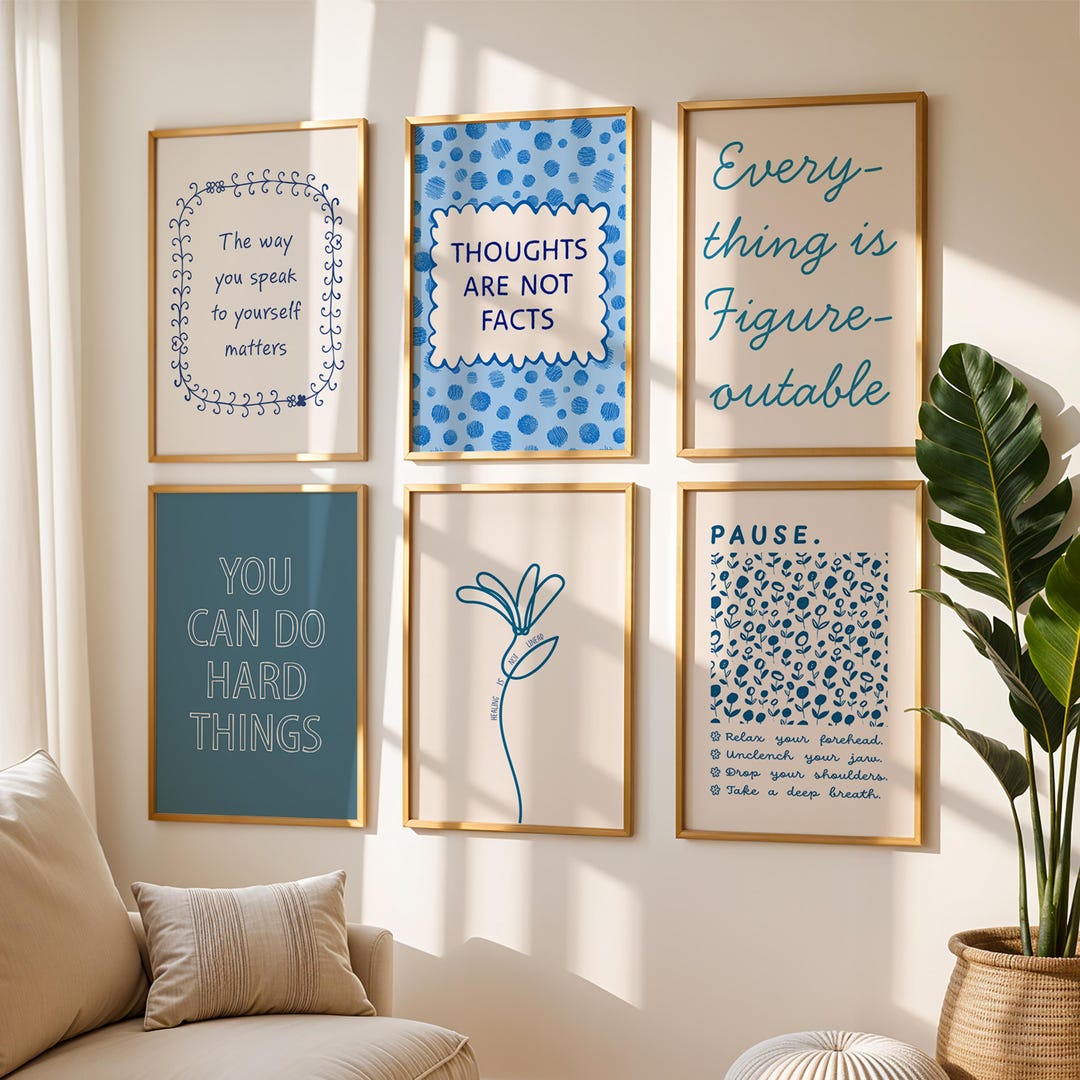 6 Mental Health Wall Art Prints, Gallery Wall Art Set for Therapy ...
