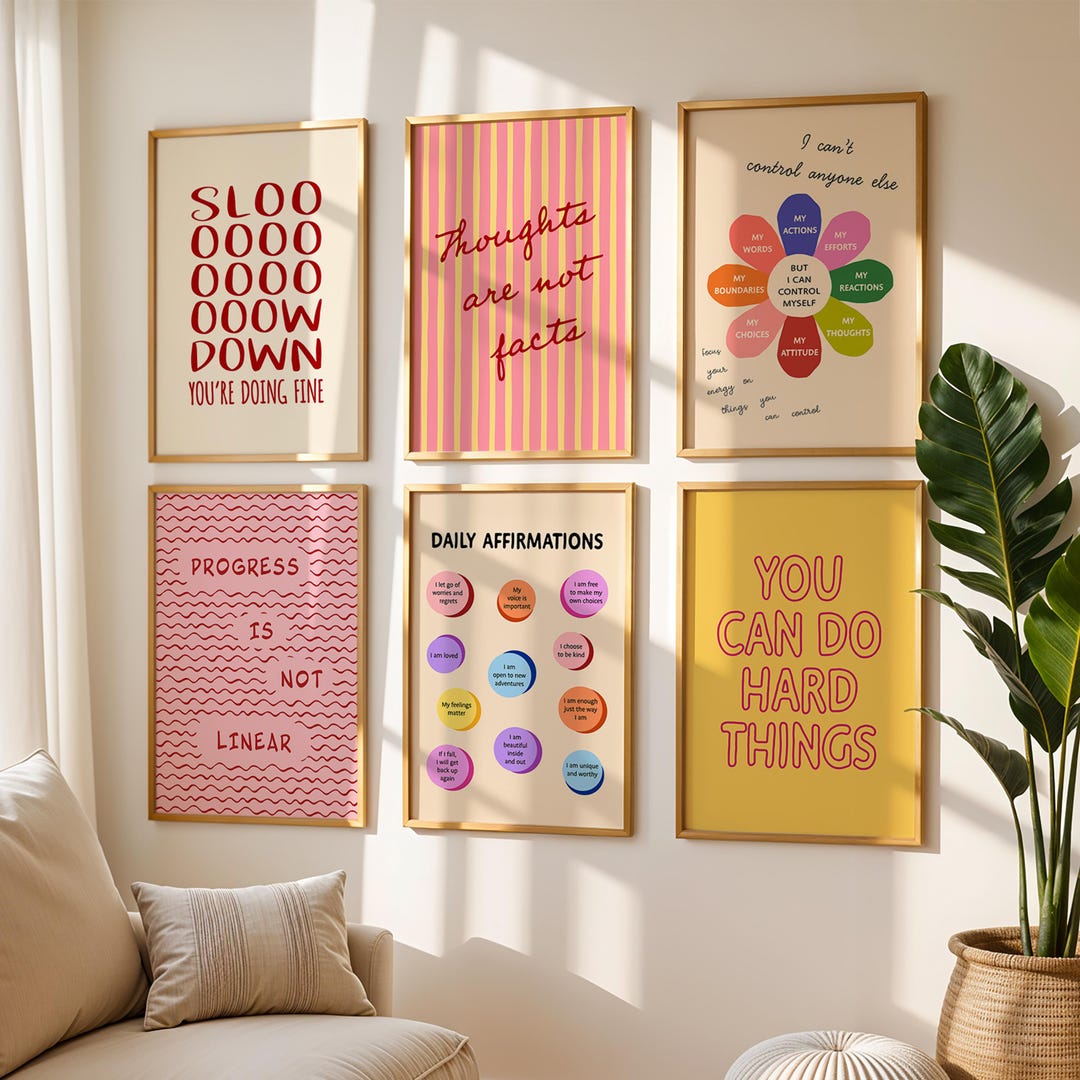 6 Mental Health Posters for Therapy Office Decor, Inspirational Quotes ...
