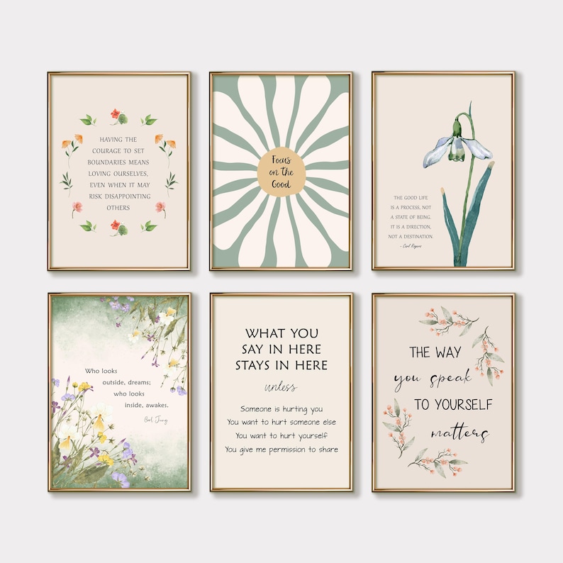 30 Mental Health Posters, Therapy Office Decor, Psychology Quotes Printable Green, Mental Health Wall Art Prints, Comfort Zone image 2