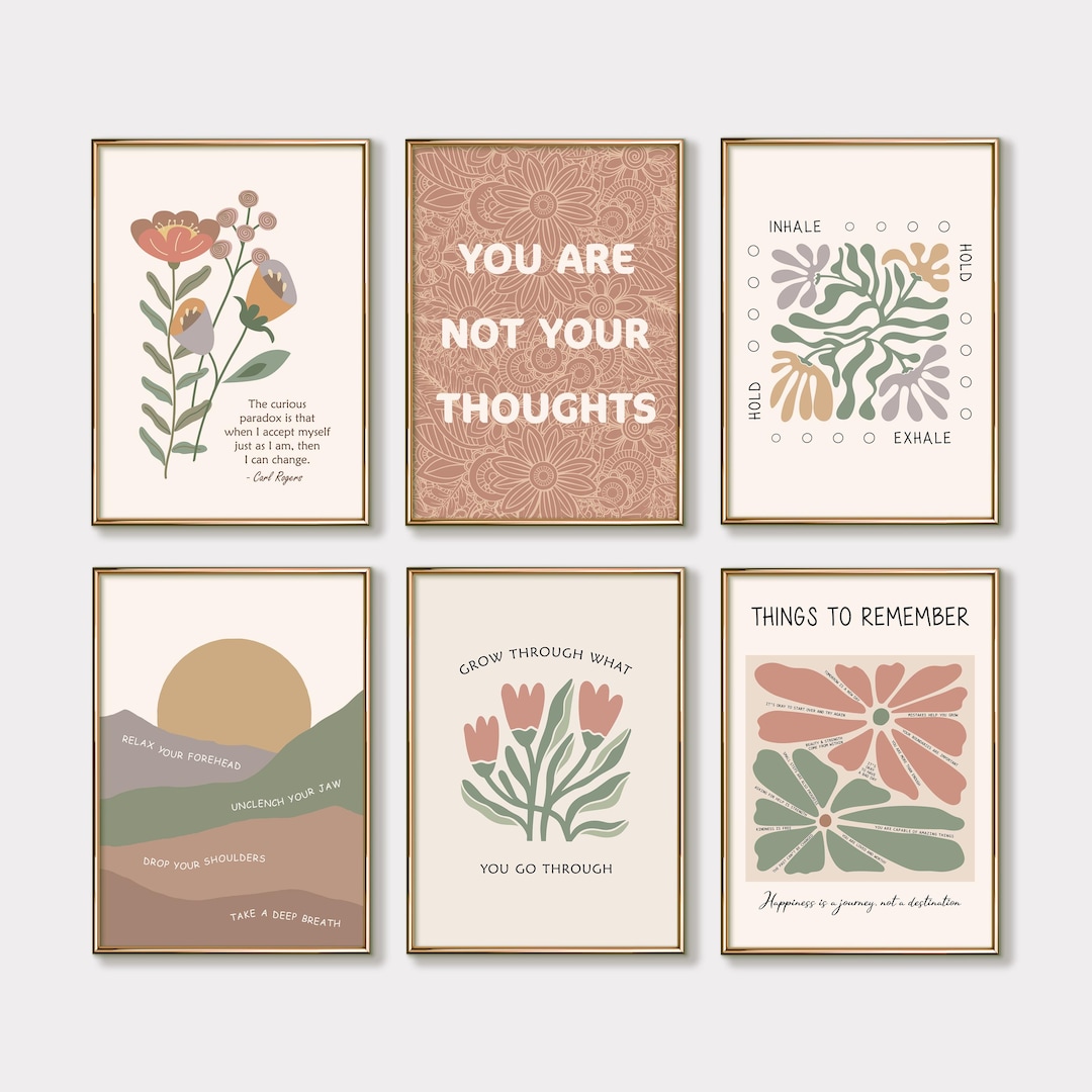 Mental Health Prints, Set of 6 Psychology Posters, Mental Health ...