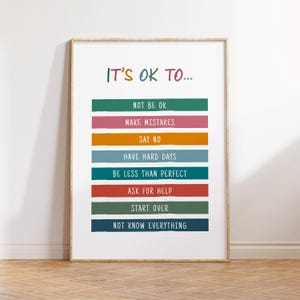 It&#39;s OK to poster, Mental Health, It&#39;s OKay Art Print, It&#39;s OK to not Be OK, schoolbegeleider, klasposter, Calm Corner