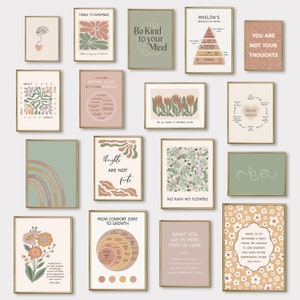 25 poster sulla salute mentale, stampe artistiche da parete sulla psicologia, decorazioni per ufficio per terapisti, ufficio di counselor, citazioni stampabili