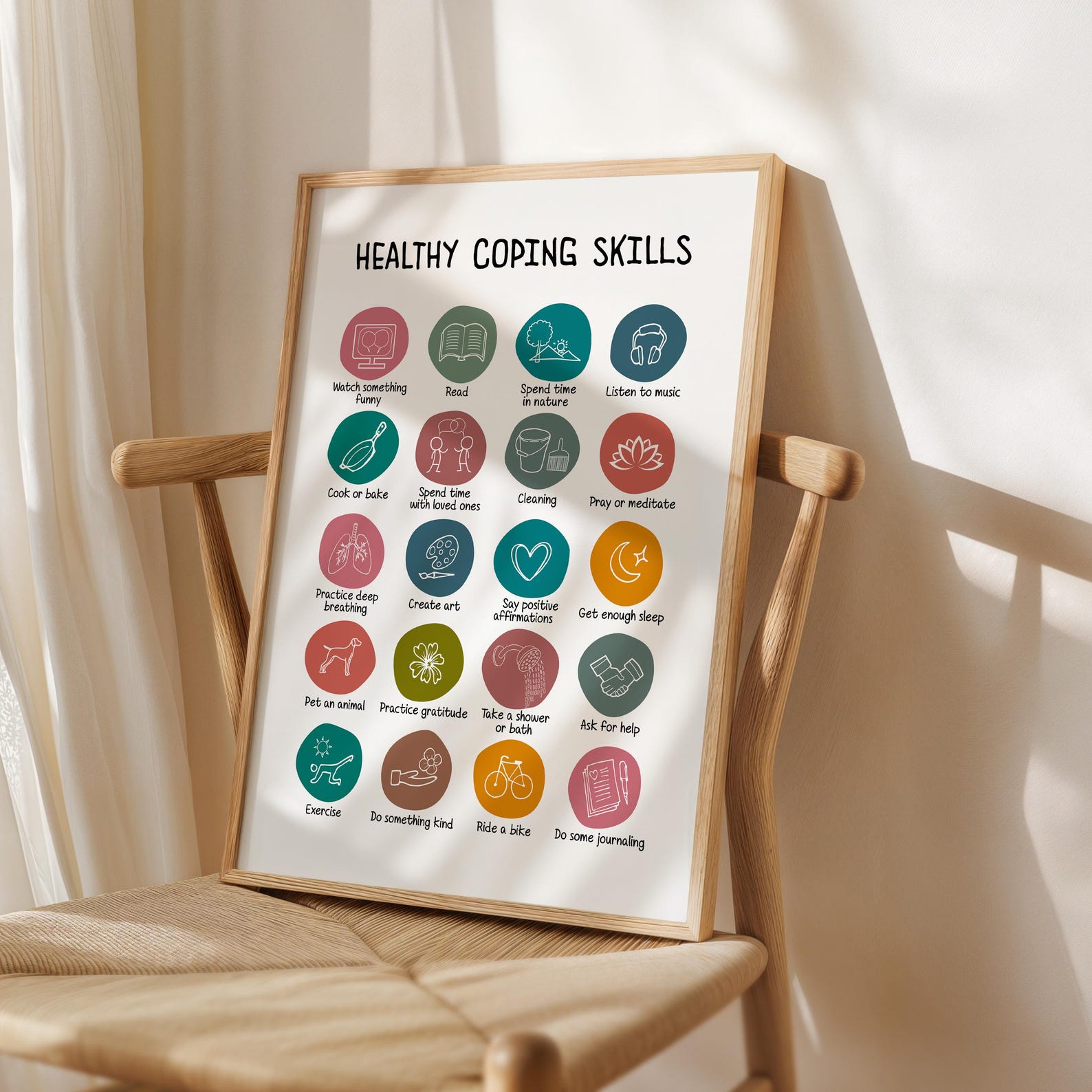 Healthy Coping Skills Poster, Therapy Office Decor, School Counselor ...