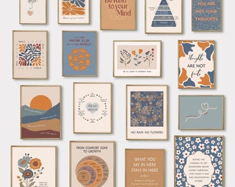25 Mental Health Posters for Therapy Office Decor, Psychology Quotes Printable, Inspirational Wall Art Prints
