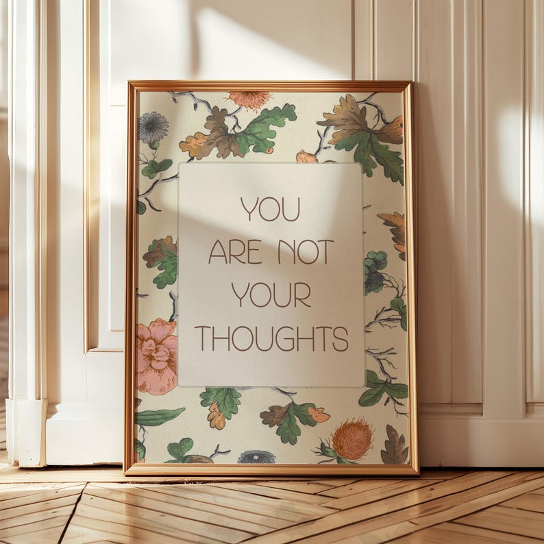 You Are not Your Thoughts, Vintage Mental Health Art Print for Therapy Office Decor, Therapy Wall Art Printable, Psychology Print image 7