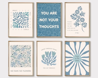 Mental Health Prints, Set of 6 Psychology Posters, Printable Wall Art for Therapy Office Decor, Mental Health Printables, Digital Downloads
